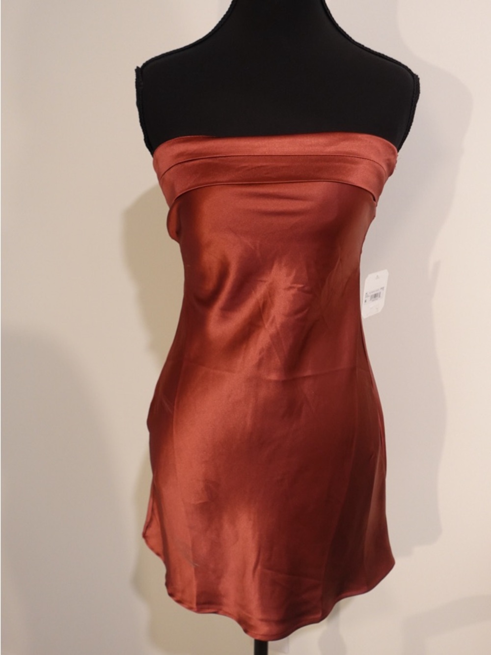 Altar'd State Strapless Copper Satin Mini Dress